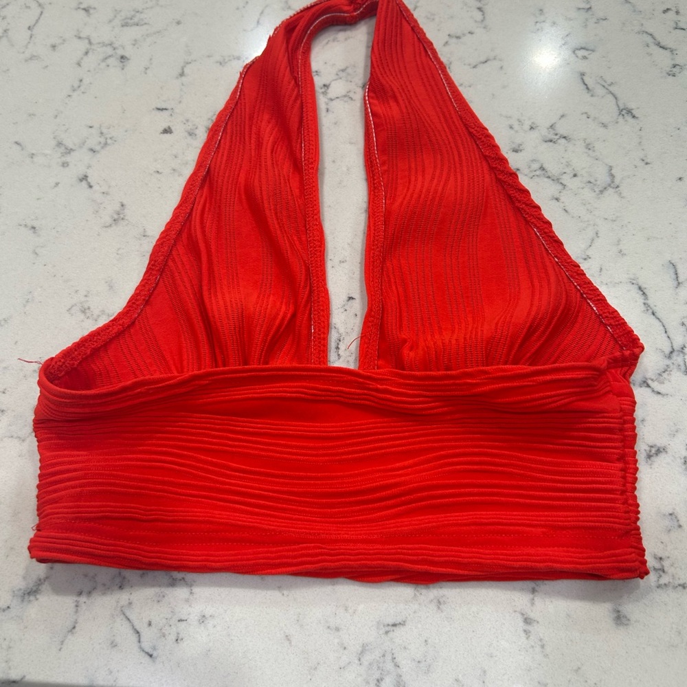 SHEIN Red Halter Crop Top